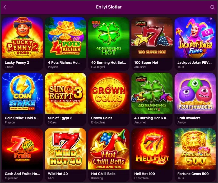 Luks Casino en popüler slot oyunları listesi