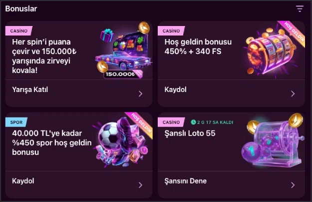 Luks Casino hoş geldin bonusu paketleri ekranı