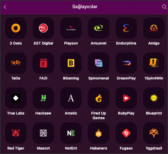 Luks Casino oyun sağlayıcıları listesi ekranı