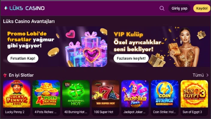 Luks Casino hoş geldin paketi avantajları ekranı