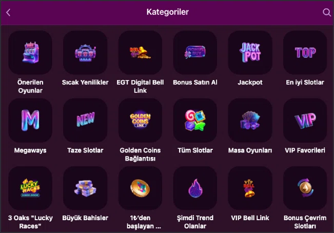 Luks Casino slot kategorileri filtresi