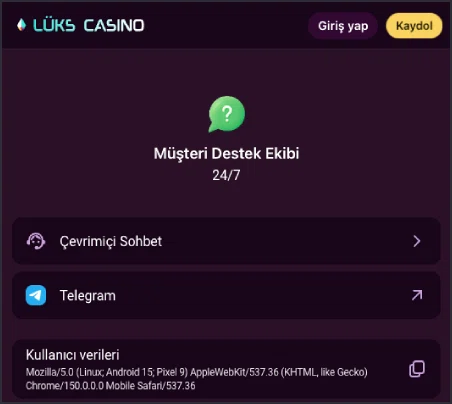 Luks Casino ödeme ekranı güven göstergeleri